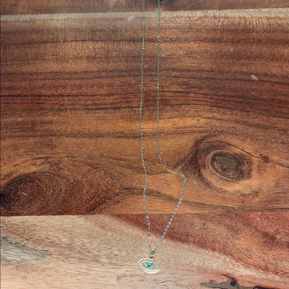 14 karat gold evil eye necklace 16-18 inch chain